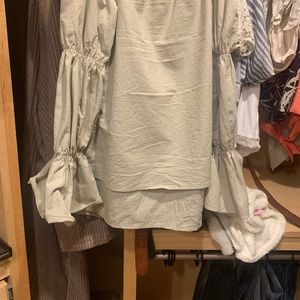 Tan off the shoulder dress